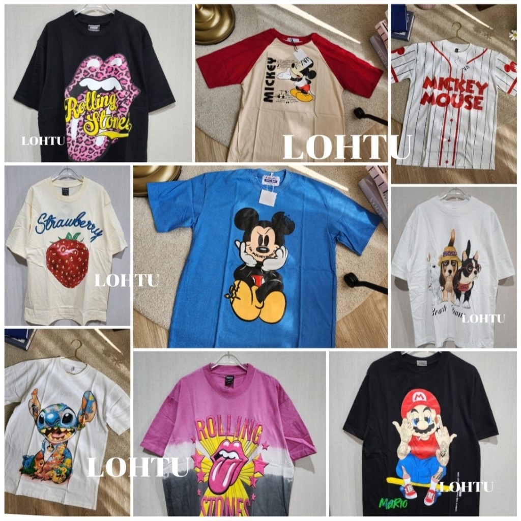 (Loh Tuโล๊ะตู้) 1/1 เสื้อยืด T-Shirt งานแบรนด์ งานแฟชั่น ลายการ์ตูน