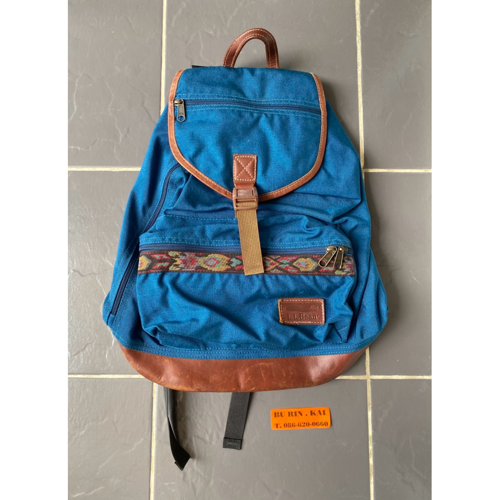 กระเป๋าเป้ Rare Vintage LL Bean  ปีลึก Made in usa. สีสดสภาพเกือบใหม่ ภายในสะอาดป้ายแคร์ครบ ตูดหนังผ