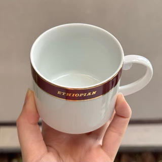 แก้วชา แก้วกาแฟ ขอบแดงทอง เนื้อพอร์ซเลน เกรดเอ เกรดA