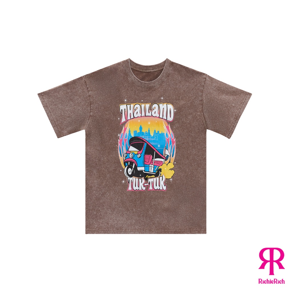 RICHIERICH By TandT - BROWN TUKTUK THAILAND - TUKTUK IN THAILAND PRINTED COTTON JERSEY T-SHIRT เสื้อ