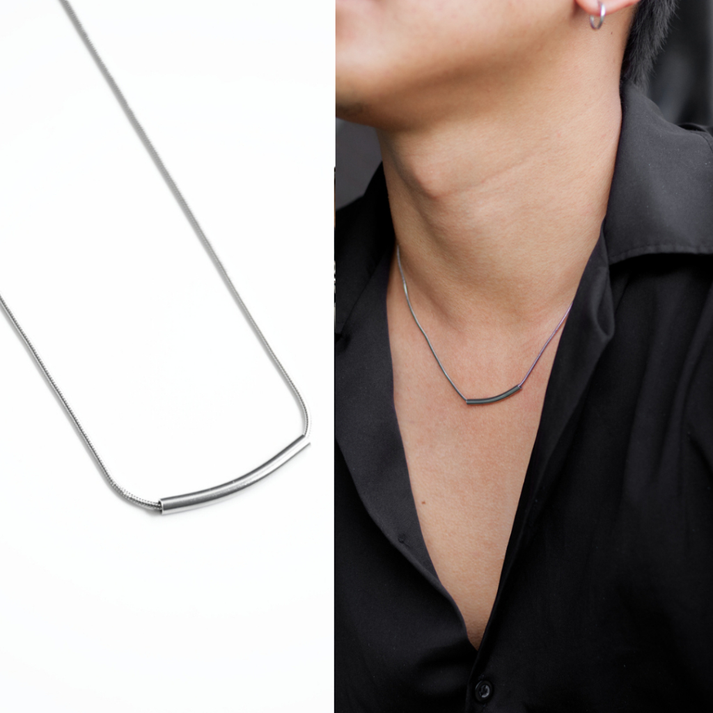 MLS | Arclet สร้อยคอสแตนเลสสแบบสั้น จี้ท่อโค้ง มินิมอล