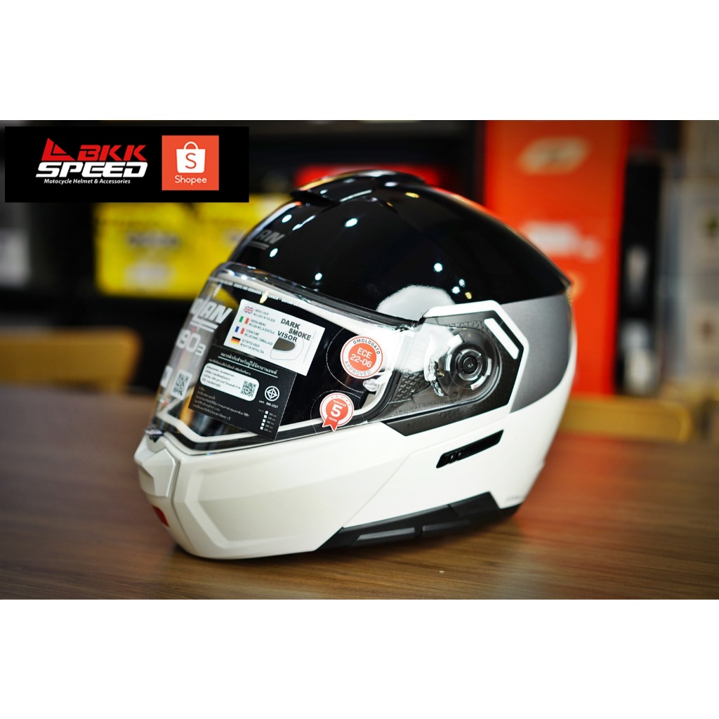 Nolan N90-3 VERNICIATURA Black White (343) หมวกยกคาง (แถมชิวดำ มูลค่า 2,000)