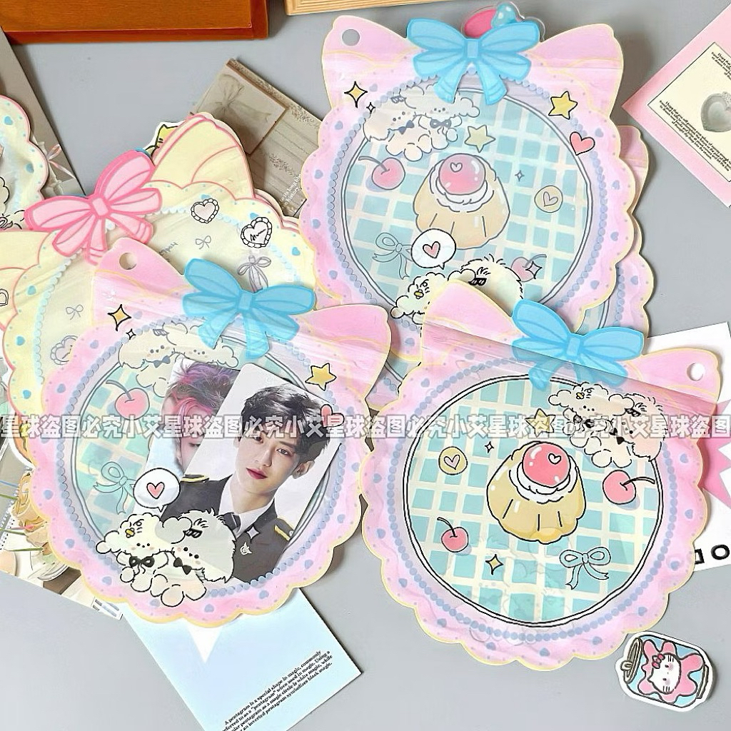 🎀💛พร้อมส่ง!ถุงซิปล็อค แพค10ชิ้น ลายการ์ตูน หูกระต่ายโบว์ สองสี เหลือง ชมพู ใส่สินค้า