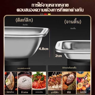 ถาดสแตนเลส ถาดใส่อาหารสแตนเลส เนื้อหนา0.8mm SUS304(แบบก้นลึก4.8CM /2CM)ถาดเหลี่ยมก้นลึก ไม่เป็นสนิม ทนทานต่อการใช้งาน