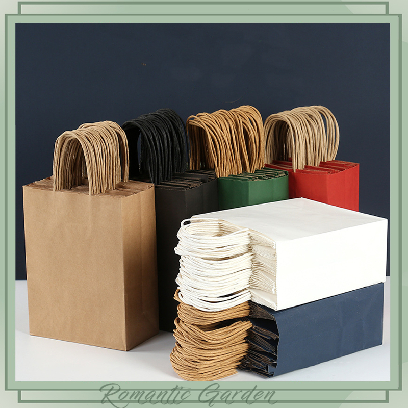 ถุงกระดาษคราฟต์หูหิ้วบิด สีน้ำตาล/ขาว/แดง/ดำ/เขียว ถุงของขวัญแพ็คเกจคุณภาพพรีเมียม