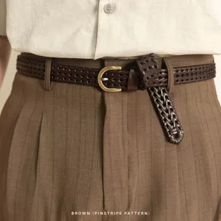 CU [8สี] กางเกงสแล็ค Double Pleated Trouser เอวสูง ทรงกระบอกตรง Classic Pant