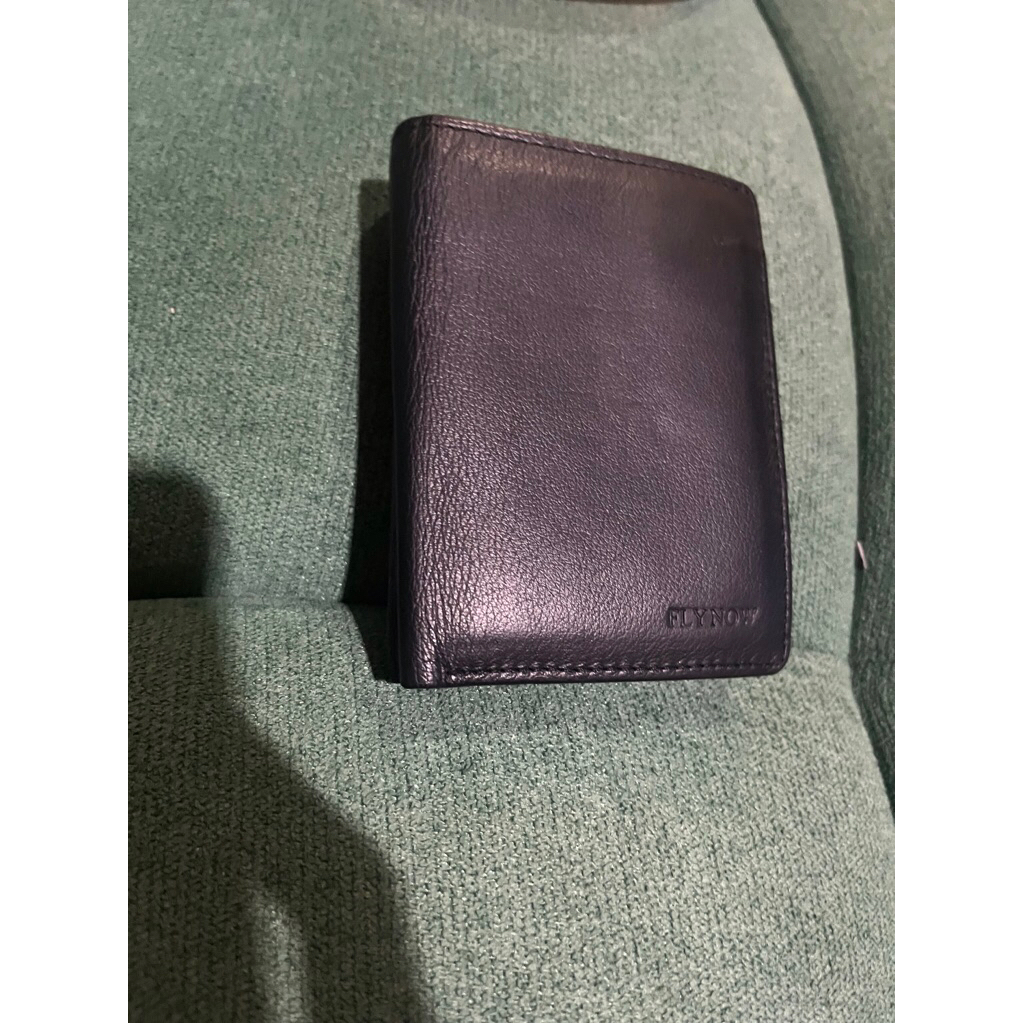 กระเป๋าสตางค์หนังวัวแท้สีดำFlyNow