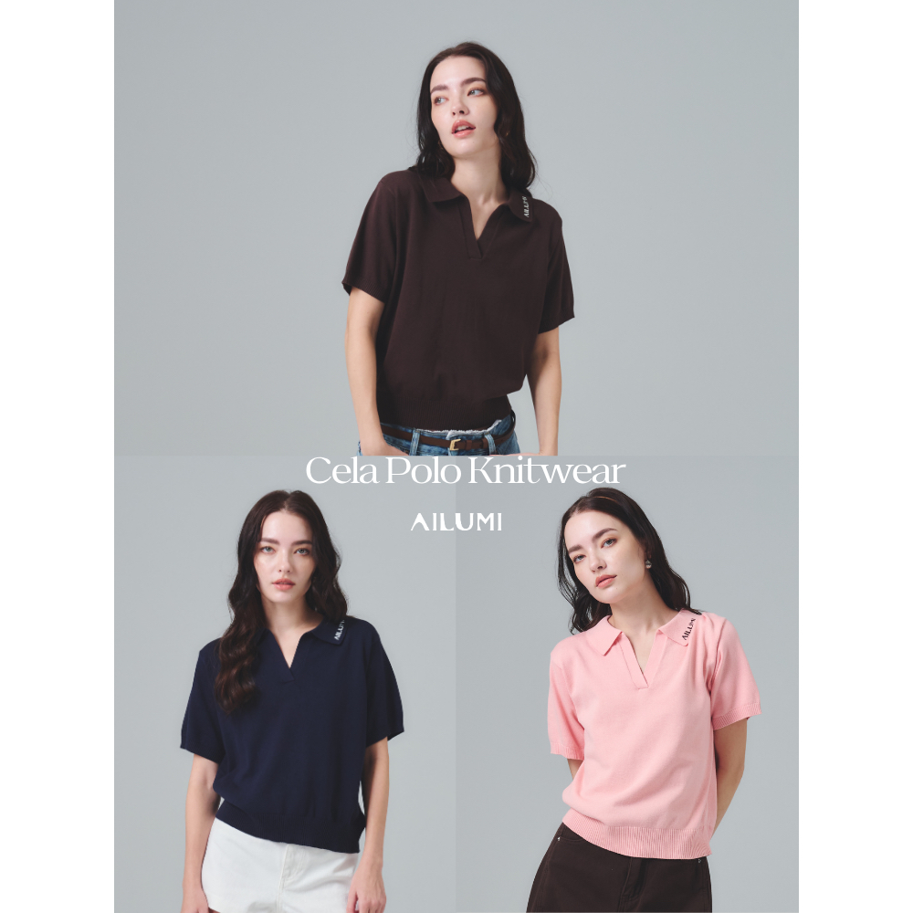 AILUMI - Cela Polo Knitwear เสื้อโปโลไหมพรม ทอปก ผ้าคอตตอนออร์แกนิก