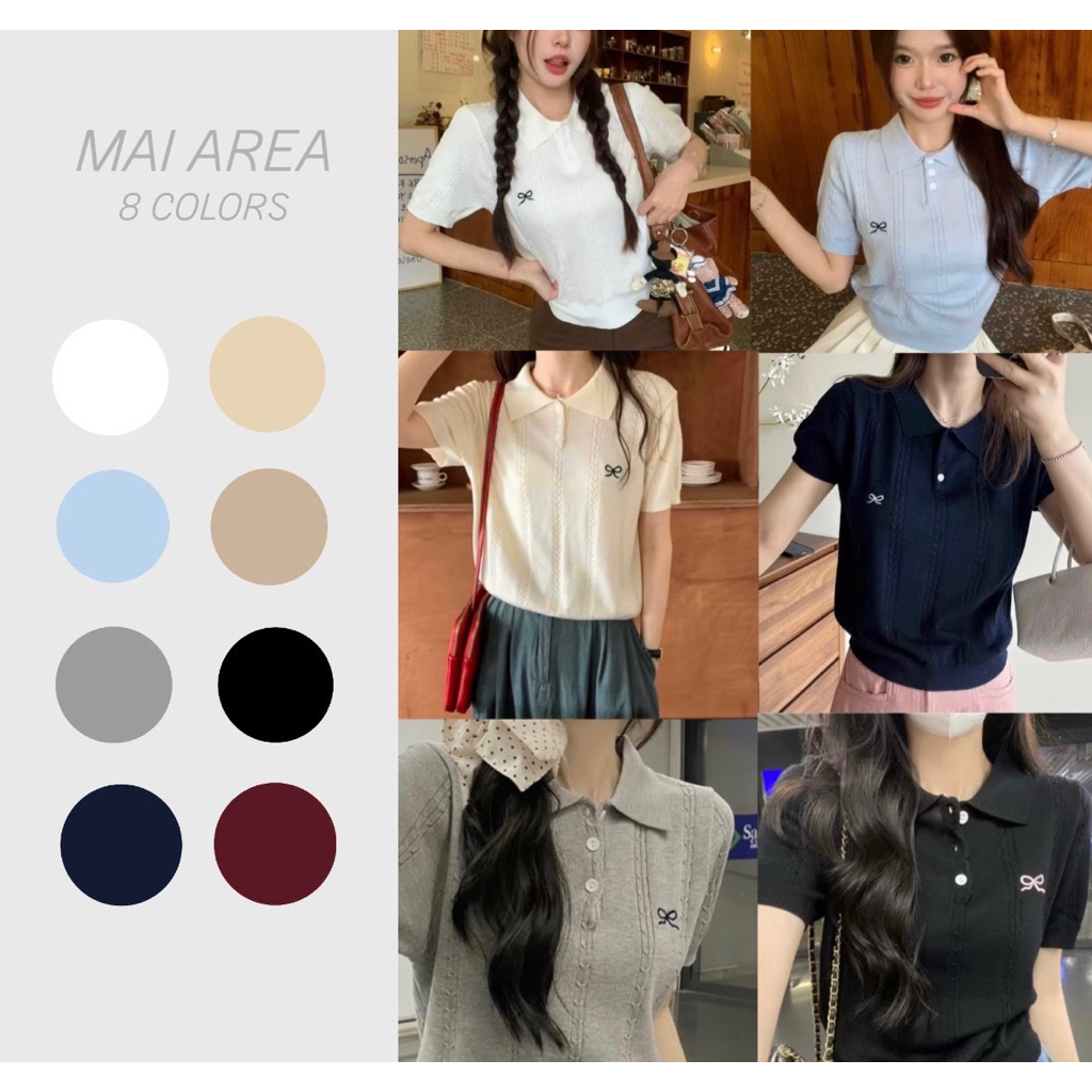 ✿MAI AREA✿ SA2 เสื้อโบว์ลายปักผ้านุ่มนิ่มละมุนผิว