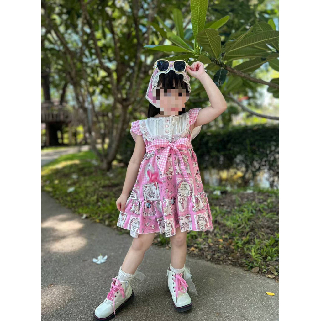 🔥พ้องส่ง🔥 G-023 ชุด2ชิ้น เดรสเจ้าหญิงโลลิต้า+ผ้าโพกหัวแต่งฉลุ งานสีดีเทล สวยหวานละมุน ใส่ออกงานได้