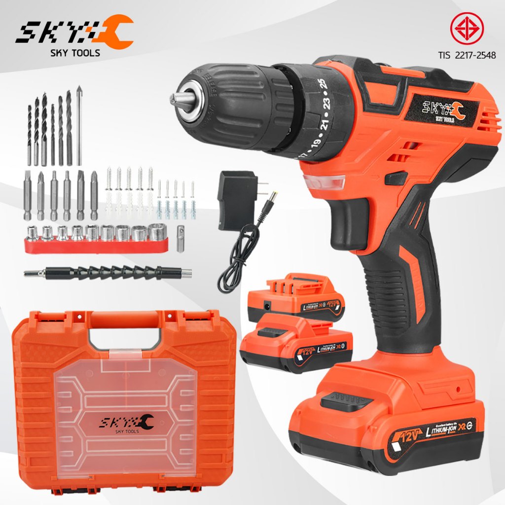 SKY TOOLS สว่านไร้สาย 3 ระบบ สว่าน มีระบบกระแทก สว่านไฟฟ้าไร้สาย สว่านแบต รุ่น SKY-1014