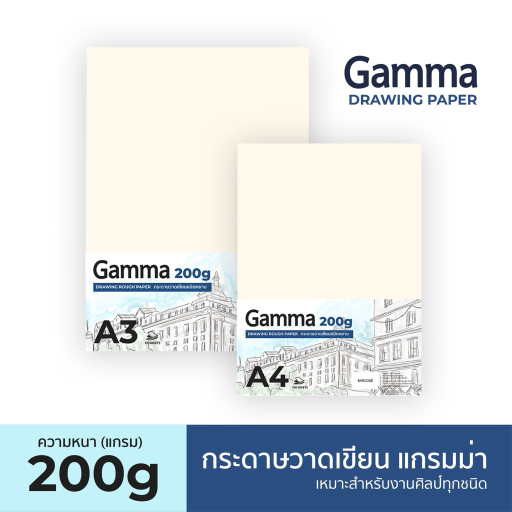 กระดาษร้อยปอนด์ Gamma ขนาด A4 และ A3