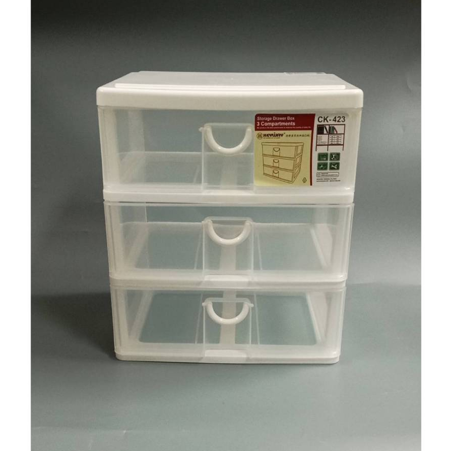 กล่องเก็บของ กล่องลิ้นชักอเนกประสงค์ 3 ชั้น No.CK-423 Keyway ขนาด24x20.5x27.5 cm