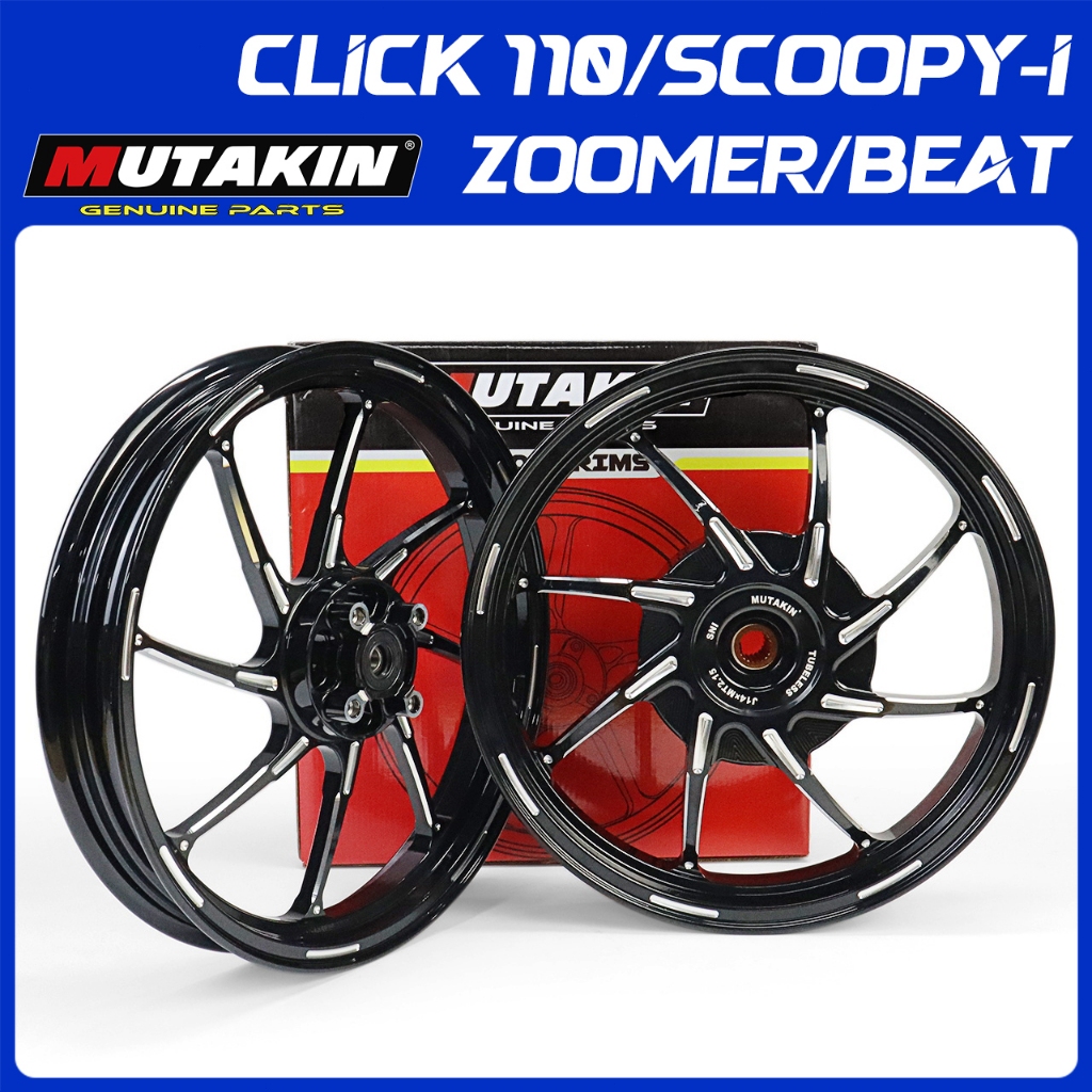 MUTAKIN ล้อแม็ก 801 RIM ล้อแม็กคลิก สำหรับHONDA CLICK110 SCOOPY MOOVE SCOOPY-I BEAT ZOOMER Airblade ICON 1.85*2.15-14