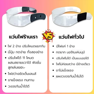 แว่นตาเรืองแสง แว่นไฟ LED กันน้ำ ไฟ 7 สี ปรับไฟได้11โหมด แว่นไฟกระพริบ ขาพลาสติกทั้งด้าม งานคุณภาพ