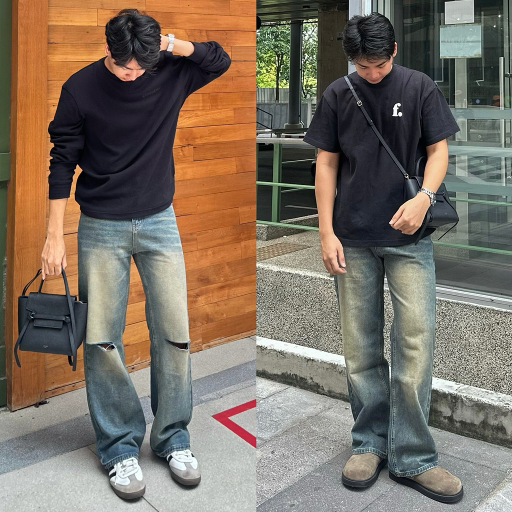 ‼️ สินค้าขายดี  Street Jeans V.4 กางเกงยีนส์ทรงกระบอกกลาง แต่งขาดตรงเขา ทรงสวย เนื้อผ้าเกรดดี  ✨ ราคา ถูกที่สุด ดีลบีเคเค แกลเลอรีภาพที่ 5