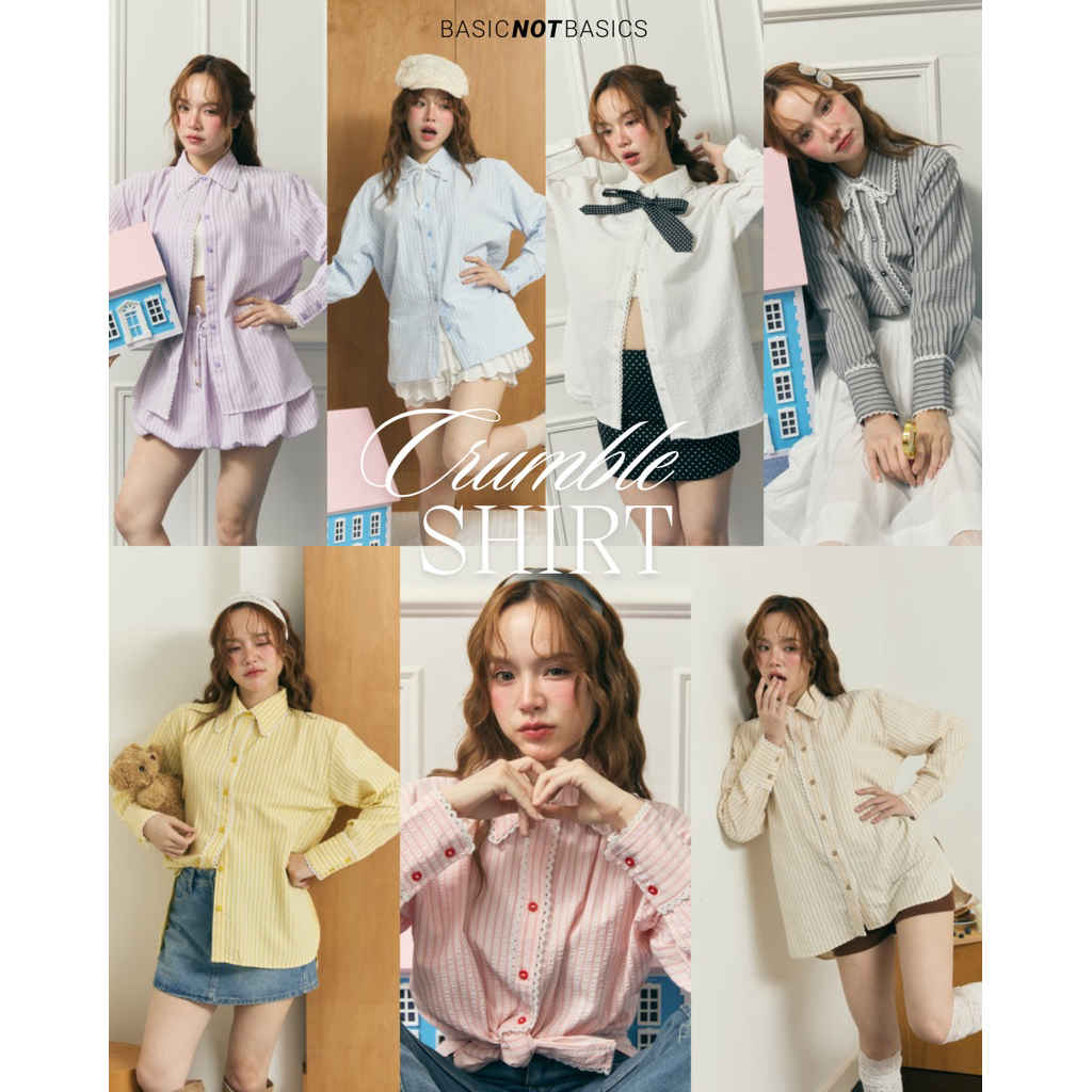 พร้อมส่ง / ส่งด่วน [เหลือ 6xx.- ลด 20% เก็บโค้ด"ร้านโค้ดคุ้ม"] Basicnotbasics - Crumble shirt เสื้อเชิ้ตผ้าไม่ต้องรีด
