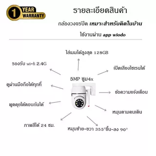 HOME-MALL กล้องวงจรปิดไร้สาย Q1-WF-5MP กล้องวงจรปิด wifi 5Mp wifi 360 องศา home security
