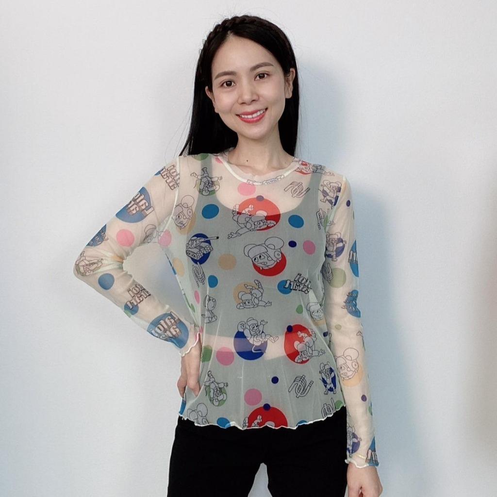 mayura_stores No.H834 เสื้อแขนยาวผ้าโปร่งแสงซีทู (ผ้าบาง) ลายรถของเล่น เสื้อผ้าแฟชั่น ขนาดFree Size ส่งจากไทย