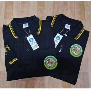 SAKOL โปโลผ้าTK มีปักแขน+ปักหลัง เสื้อโปโล สีดำ เสื้อดำ ดำ ปักตรา อปท มหาดไทย ท้องถิ่น อบต เทศบาล