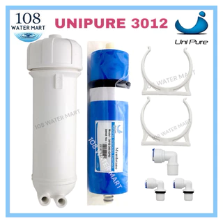 กระบอกเมมเบรน UNIPURE พร้อม เมมเบรน Unipure Fast Pure Treatton 300 GPD รุ่น 3012 และอุปกรณ์ Membrane Housing