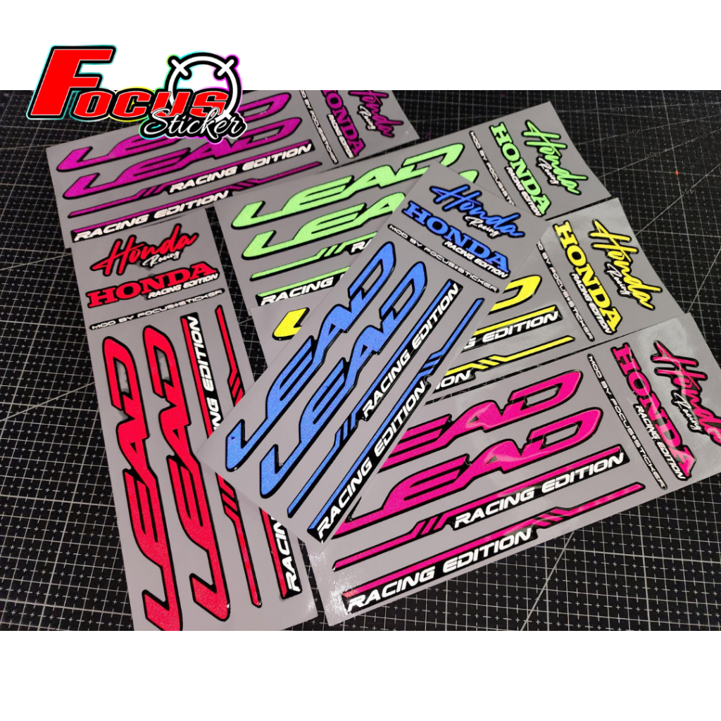 โลโก้พรีเมียม 3D LEAD-Racing Edition เคลือบพิเศษเงาใส สีสะท้อนแสง ยืดหยุ่นเข้ารูปตามทรงรถ (1 แผ่น มี 6 ชิ้น)