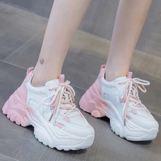 Mavis.fashion พร้อมส่งจากไทย รองเท้าผ้าใบผู้หญิงเเฟชั่น สวมใส่สบาย น้ำหนักเบา เสริมส้น 7ซม. ไซส์36-40 NO.M164