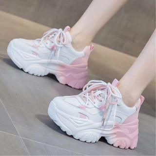 Mavis.fashion พร้อมส่งจากไทย รองเท้าผ้าใบผู้หญิงเเฟชั่น สวมใส่สบาย น้ำหนักเบา เสริมส้น 7ซม. ไซส์36-40 NO.M164
