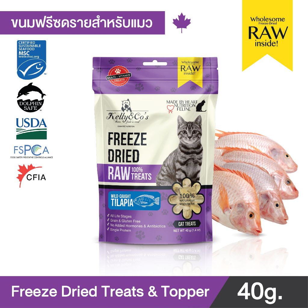 เคลลี่แอนด์โค ซิงเกิ้ลทรีทส์ ฟรีซดราย ปลานิล สำหรับแมว 40 กรัม