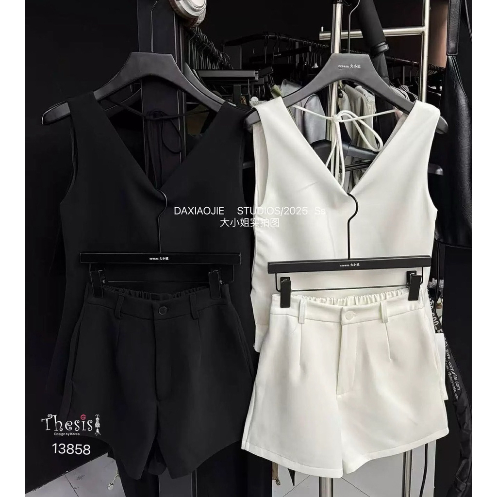 เซ็ตสูทคอVขาสั้น2ชิ้น