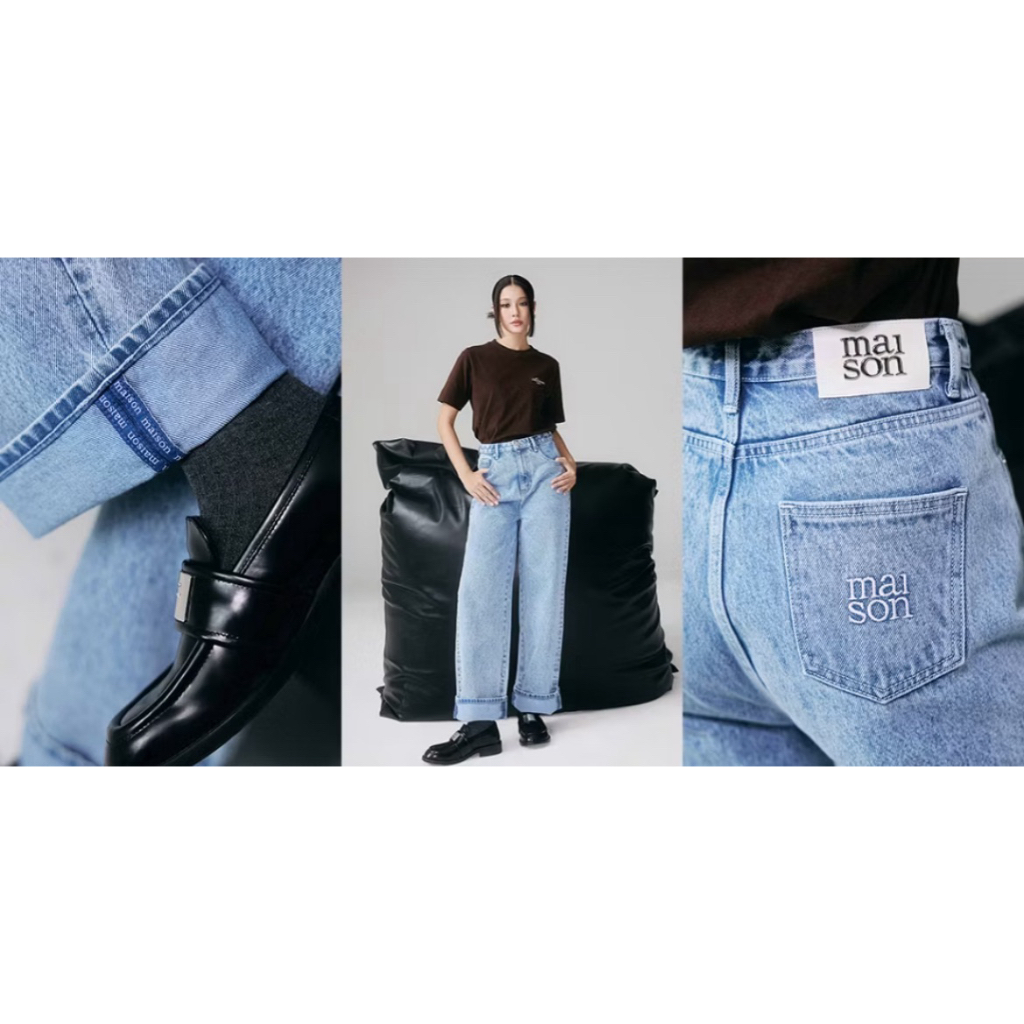 ส่งต่อ‼️กางเกงยีนส์ เอวกลาง ทรงขากระบอกตรง แบรนด์ maison KEEPS