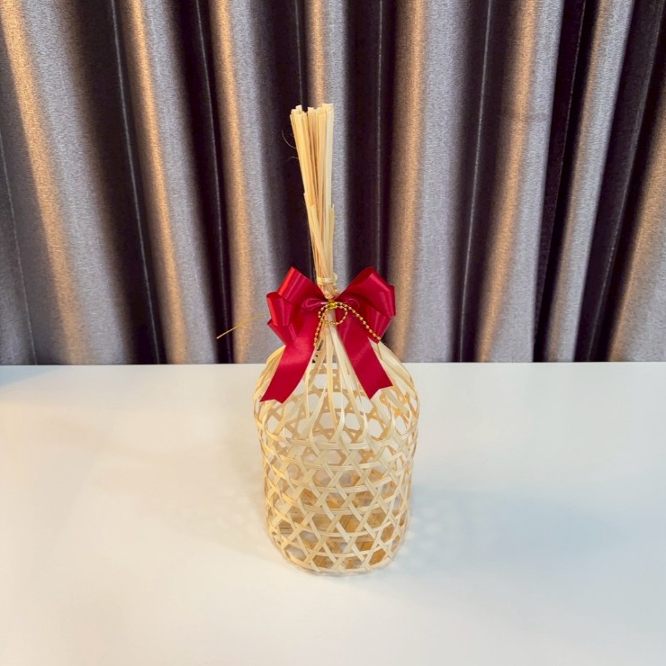 ชะลอม + โบว์ จักสานไม้ไผ่ ตักบาตรข้าวสารอาหารแห้ง ขนาดเล็ก ของชำร่วย ใส่ของฝาก ใส่ของทำบุญ - รูปที่ 3