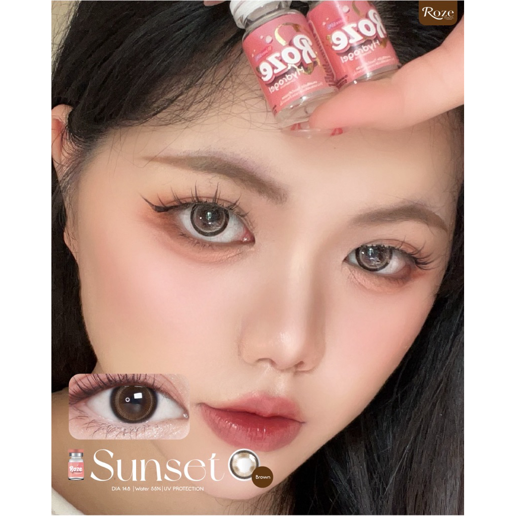 Bigeye Sunset สีเทา สีน้ำตาล  ✨คอนเเทคเลนส์กรองเเสง✨ขนาดไซส์กลาง Rozelens Roze - รูปที่ 3