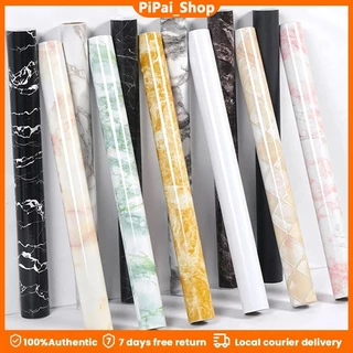 60X500ซม. กระดาษวอลเปเปอร์ลายหินอ่อน สติ๊กเกอร์ติดผนังกันน้ำกันน้ำมัน สติ๊กเกอร์ติดผนัง PVC มีกาว ตกแต่งบ้าน