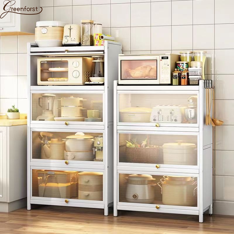 Greenforst ตู้เก็บของในครัว ตู้เก็บจานชาม 3/4/5ขั้น มีฝาปิดกันฝุ่นกันหนู ตู้อเนกประสงค์ กันฝุ่นกันสนิม รุ่น 2351