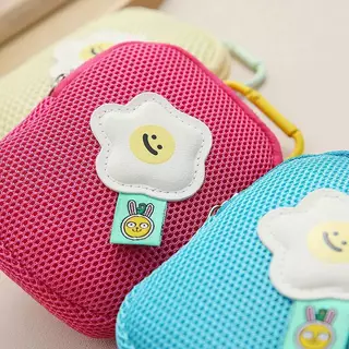 ส่งด่วน GUCSELECTED(B2407) กระเป๋าใส่เหรียญ สัมภาระ หูฟัง ลายดอกไม้ ผ้าตาข่าย