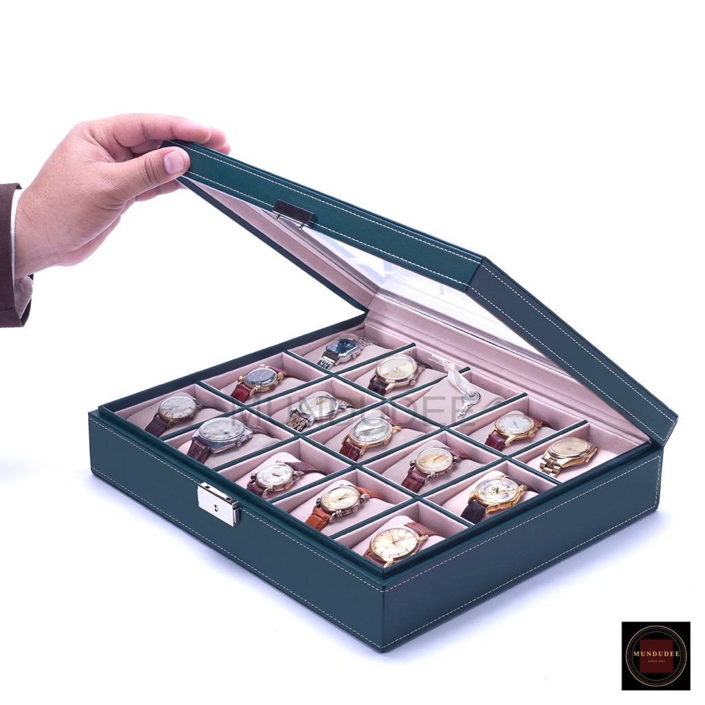 กล่องใส่นาฬิกา 15 เรือน,15-Slot Leather Watch Box