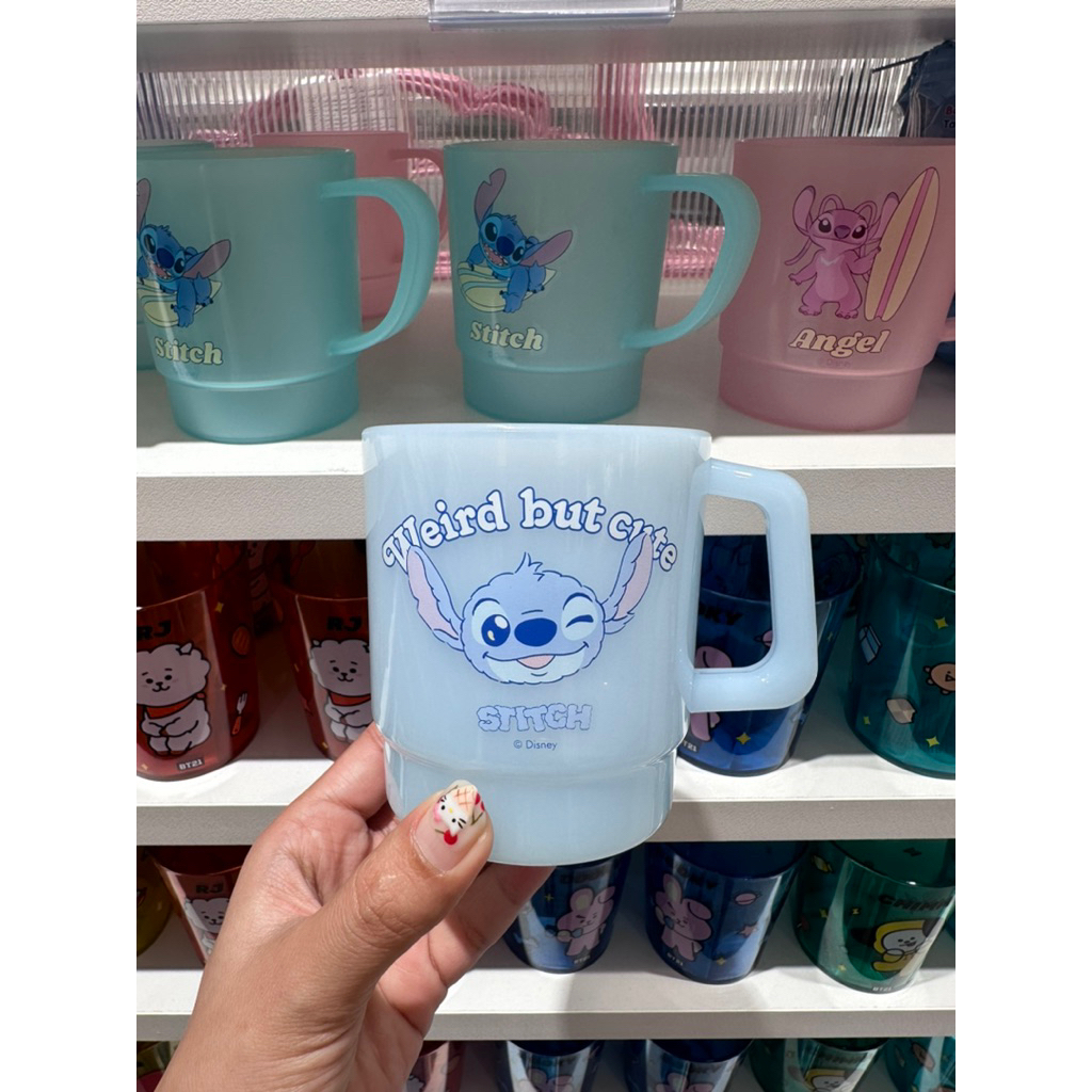 [พร้อมส่ง] แก้วแปรงฟันสติทช์ แก้วน้ำมีหูจับสติทช์ Stitch