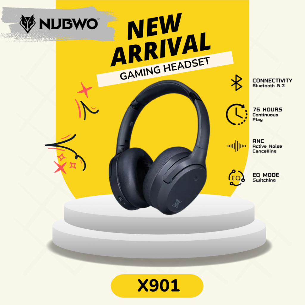 มีส่งด่วน🚀 NUBWO X901 หูฟังบลูทูธ5.3 มีANC ตัดเสียงรบกวนภายนอก/ มีEQ ปรับได้ 3โหมด Game,Sport,Music 