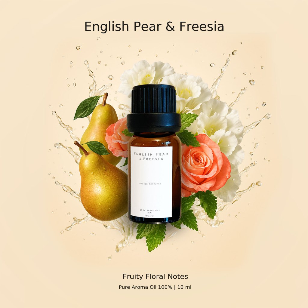 น้ำมันหอมระเหย 100% กลิ่น English pear and Freesia ขนาด 10ml 1ขวด Pure Aroma Oil 100% 1piece แบบเยาะ เปิดฝาใช้ได้เลย