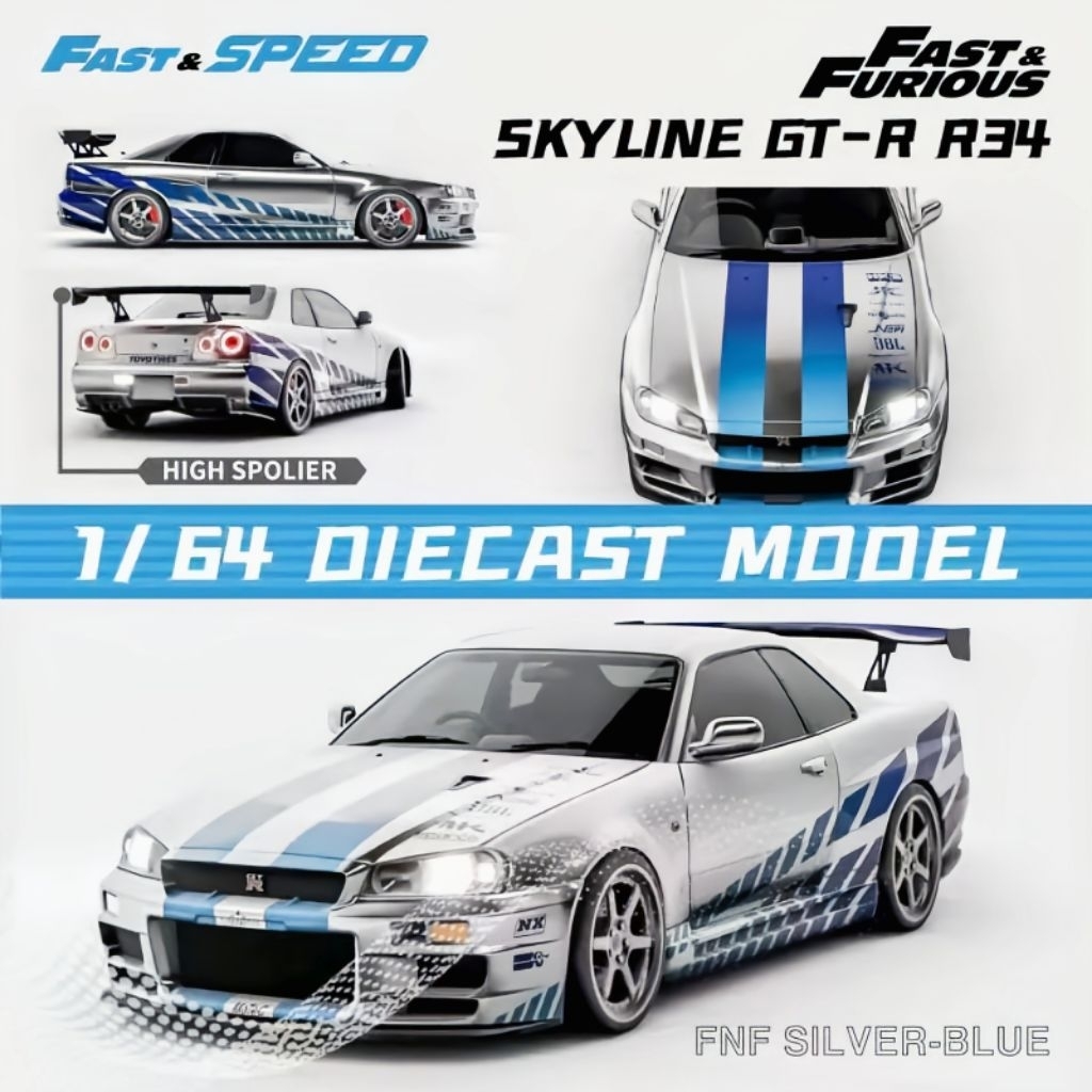 Fast Speed 1:64 Model Car FAST&FURIOUS Nissan Skyline GT-R R34 Limited Edition 999