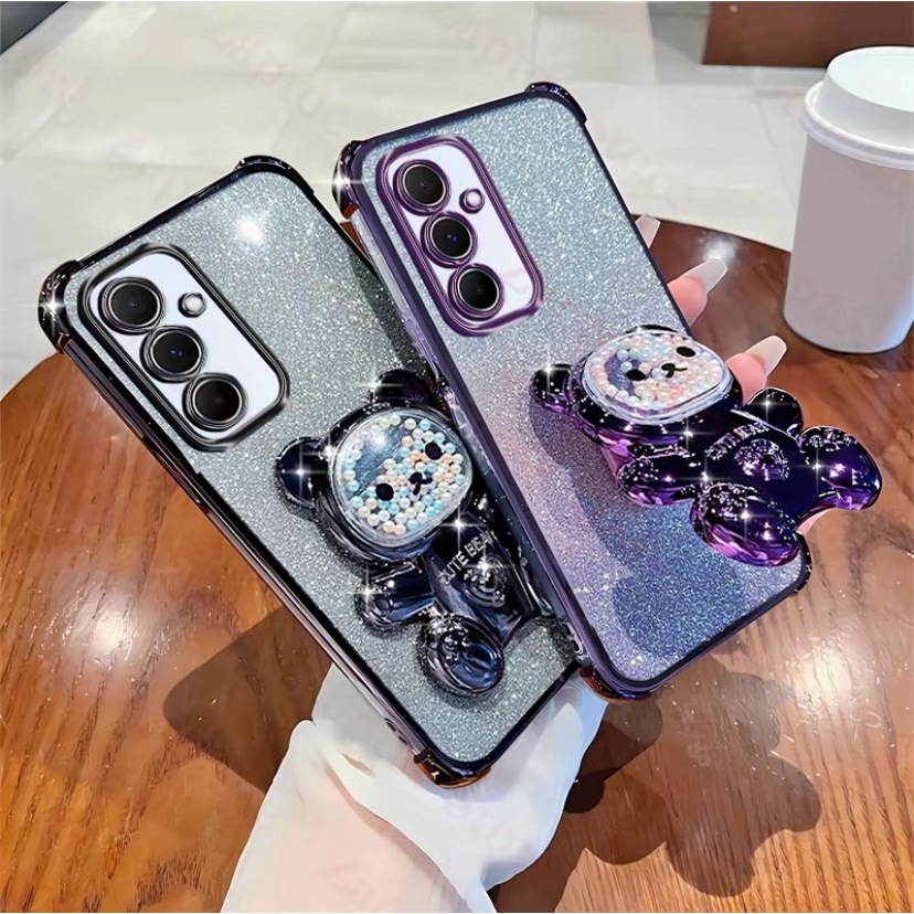 เคสโทรศัพท์  สำหรับรุ่น SUMSUNG A36 A56 A55 A16 เคส กันกระแทกมุม ป้องกันกล้อง  หมี LOVE กริตเตอร์ น่