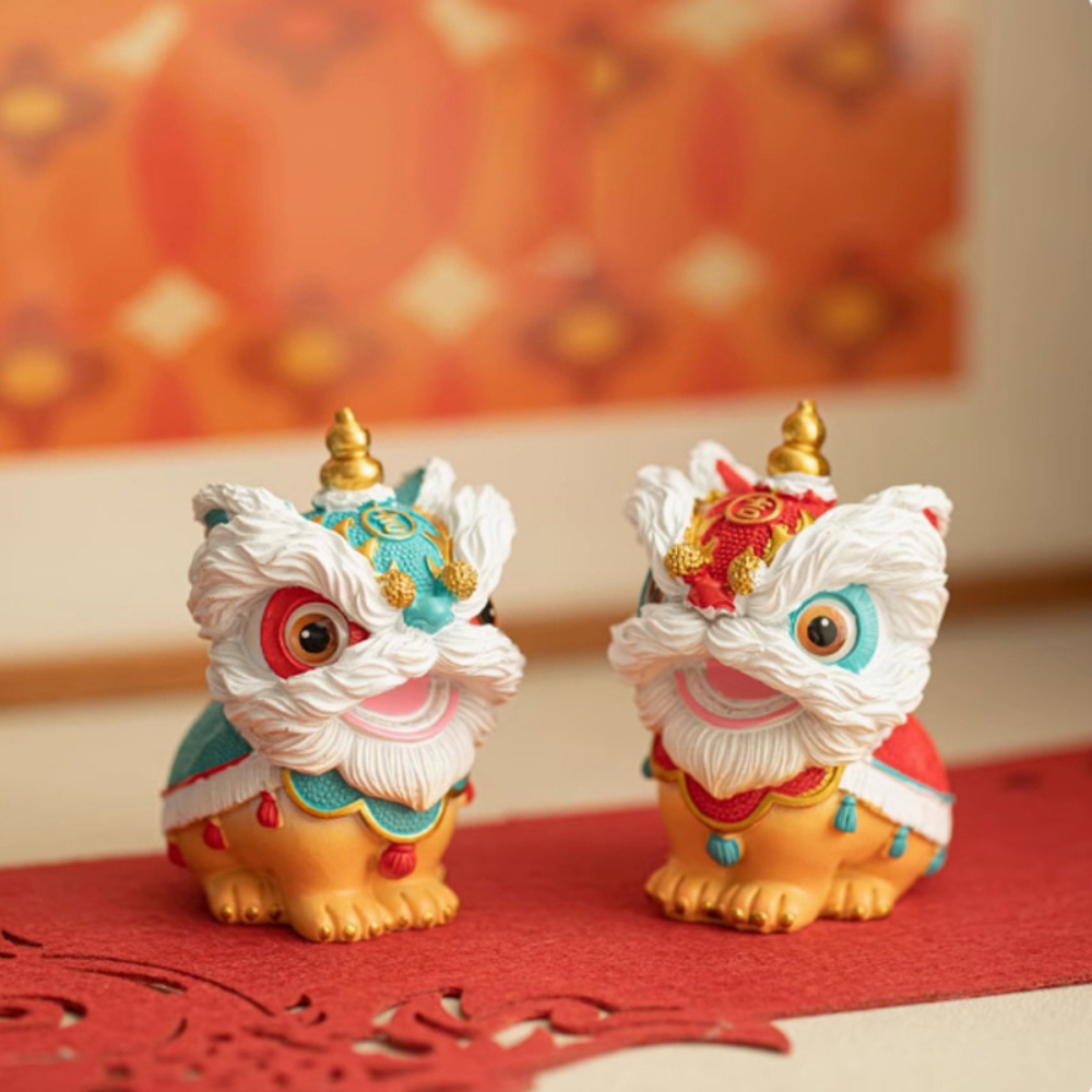 สิงโตคู่ สิงห์โตคู่มงคล เชิดสิงห์โตคู่ รูปปั้นสัตว์ ของตกแต่ง ของตั้งโต๊ะ หน้ารถ ฮุ่ยเจียกัง งานเซรามิก ราคาต่อคู่