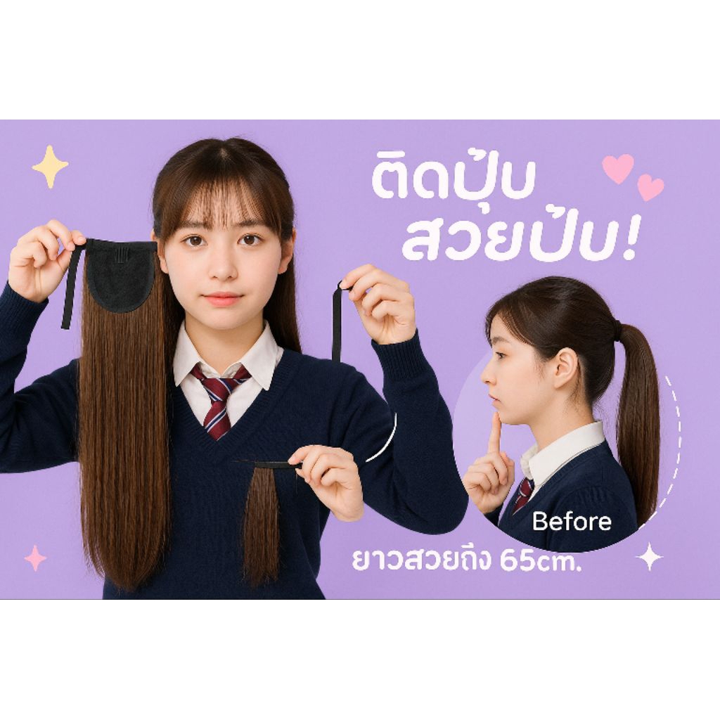 แฮร์พีชหางม้าแบบผูก ยาว 55-65 cm. 110g.