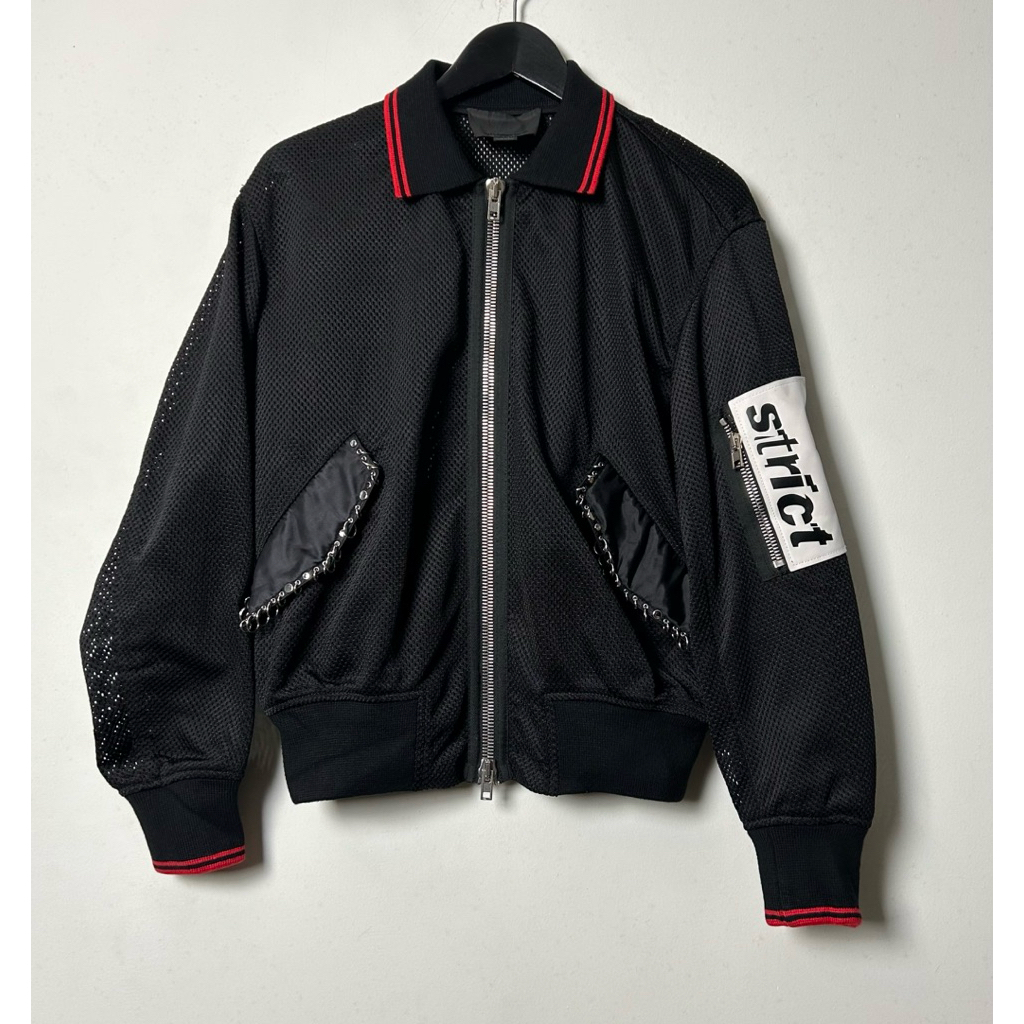 black mesh nylon bomber jacket