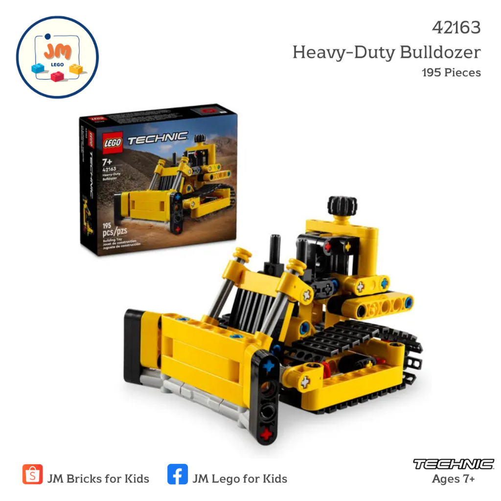 LEGO Technic 42163 Heavy-Duty Bulldozer (195 Pieces) สำหรับเด็กอายุ 7 ปีขึ้นไป Brick Toy ตัวต่อ
