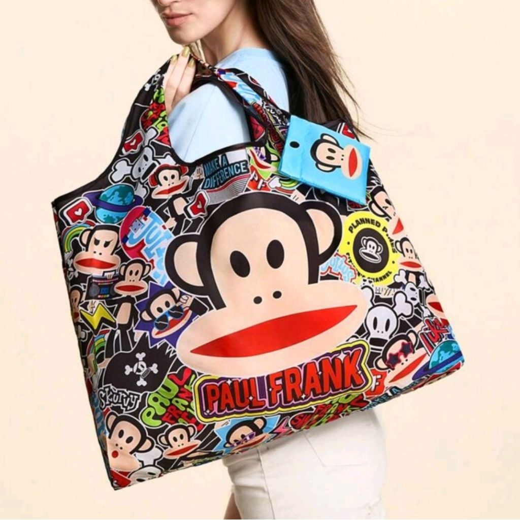 กระเป๋าช้อปปิ้ง ถุงผ้าพับได้ Shopping Bag PAUL FRANK ของแท้ พร้อมถุงเก็บ และสายคล้อง ห้อย พกพาได้