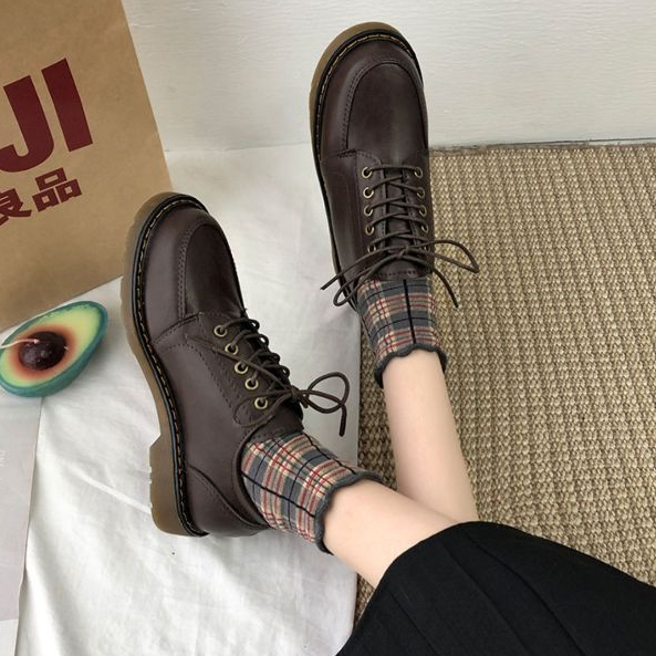 [จัดส่งจากประเทศไทย] รองเท้าหนังขนาดเล็กสำหรับทุกฤดูกาล รองเท้าสีดำสไตล์ญี่ปุ่น หนัง PU ระบายอากาศได้ รองเท้าลำลอง ผูกเช - รูปที่ 5