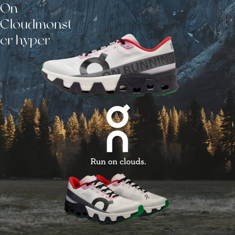 On Cloudmonster Hyper White black （ของแท้ 100 %）