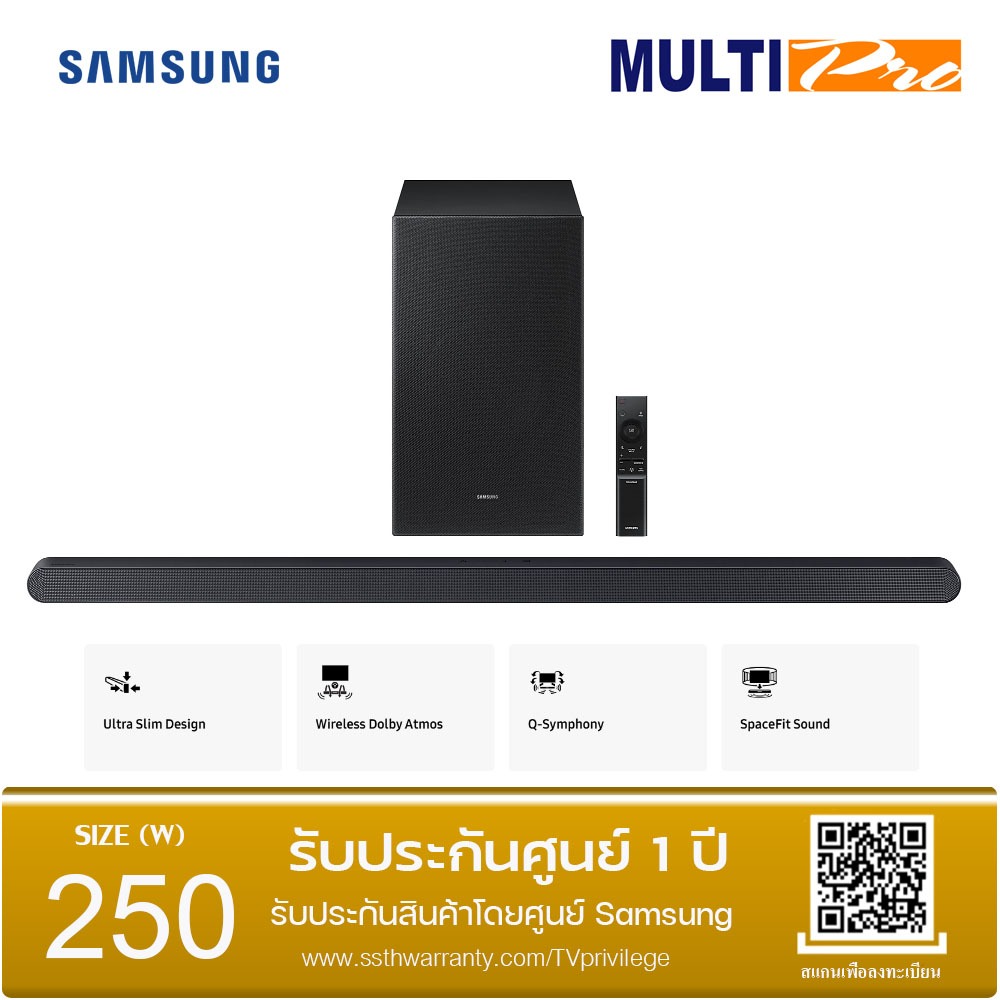 Samsung Soundbar Ultra Slim รุ่น HW-S700D/XT  3.1ch  with Sub Woofer (2024)